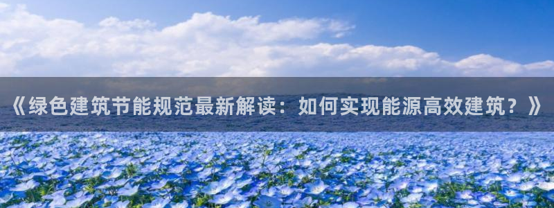 e尊国际官方网站：《绿色建筑节能规范最新解读：如何实现能源高效建筑？》