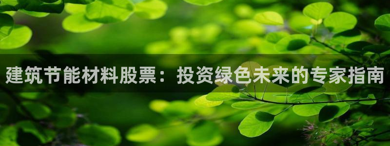 尊亿娱乐国际官网：建筑节能材料股票：投资绿色未来的专家指南